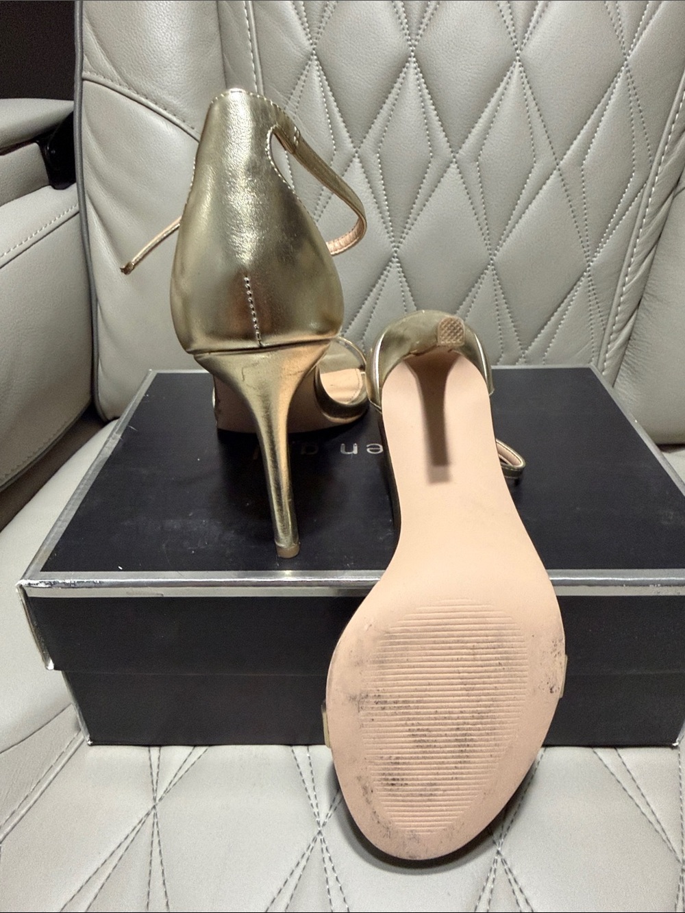 Madden Girl Gold Metallic Ankle-Strap Stiletto Sandals - Picture 5 of 7